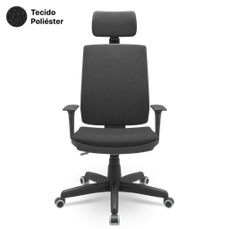 Cadeira Brizza Soft Presidente Poliéster Giratória Backplax - Apoio de Cabeça e Braços Reguláveis - 4