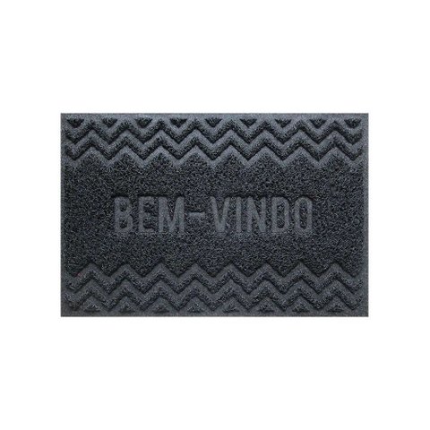 Capacho de Porta Pvc Antiderrapante 60x40cm - Zig Zag Grafite