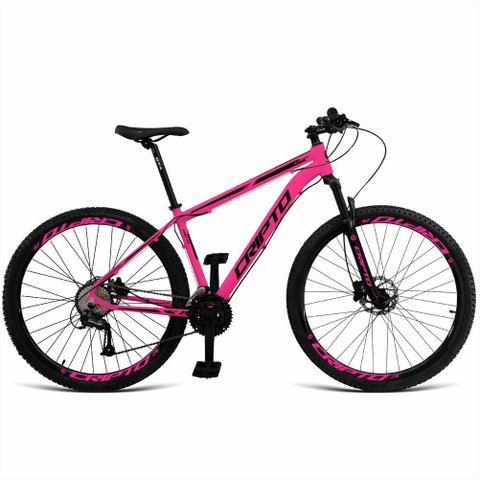 Bicicleta Unisex 17" Aro Aero 29 24v Freios a Disco Suspensão 80mm Guidão Curvo Rosa/preto