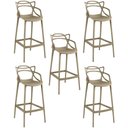 Ver imagem 1 de Kit 5 Banqueta Alta Allegra com Encosto Design Cozinha/bancada - Nude