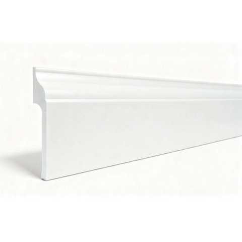 Rodapé Sobrepor 15cm Redondo Frisado Poliestireno Metro Linear - Barra 2,40m Branco