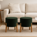 Ver imagem 2 de Conjunto 2 Puffs Catania Verde 3 Pes Madeira Maciça Veludo