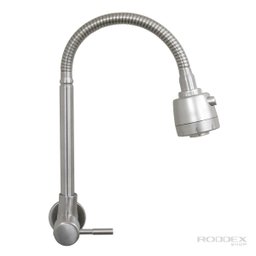 Torneira Gourmet Flexível de Parede Cozinha Aço Inox Acetinado com Arejador Duplo Jato - 2