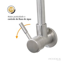 Torneira Gourmet Flexível de Parede Cozinha Aço Inox Acetinado com Arejador Duplo Jato - 3