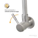 Ver imagem 3 de Torneira Gourmet Flexível de Parede Cozinha Aço Inox Acetinado com Arejador Duplo Jato