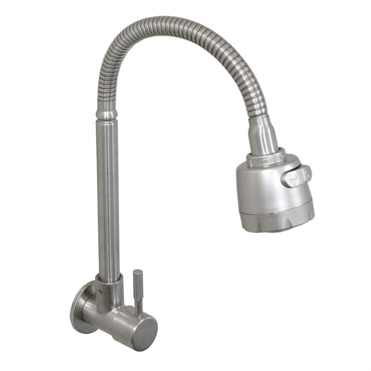 Torneira Gourmet Cozinha Parede Inox Escovado Duplo Jato