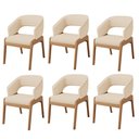 Ver imagem 1 de Kit 06 Cadeiras de Jantar e Estar Living Estofada Lince L02 Linho Bege Escuro - Lyam Decor