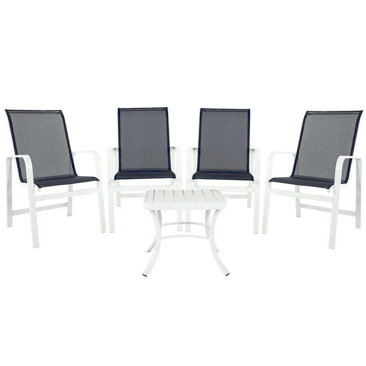 Conjunto 4 Cadeiras Classic em Tela + 1 Mesa Baixa em Alumínio Pintado - 1