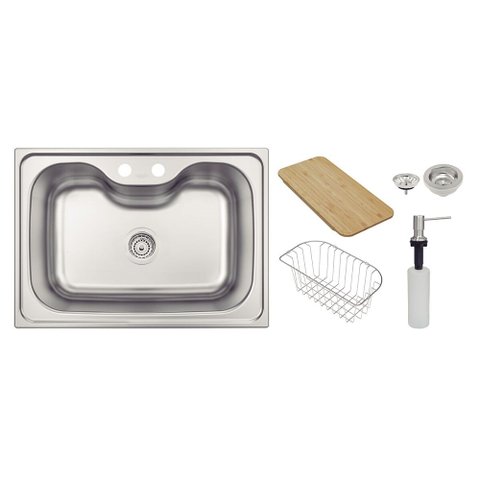 Cuba Inox Tramontina Undermount Morgana Acetinado 69x49cm com Dosador de Sabão, Tábua e Cesto Aramad