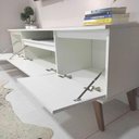 Ver imagem 3 de Rack para Tv com Prateleira 150cm Retro Mdf Branco Dallas - On Móveis