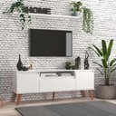 Ver imagem 1 de Rack para Tv com Prateleira 150cm Retro Mdf Branco Dallas - On Móveis