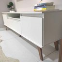 Ver imagem 2 de Rack para Tv com Prateleira 150cm Retro Mdf Branco Dallas - On Móveis
