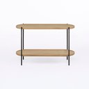 Ver imagem 1 de Mesa Lateral Cantik para Sala Pés em Metal 79,5cm x 30cm Mel Escuro Preto Casavee