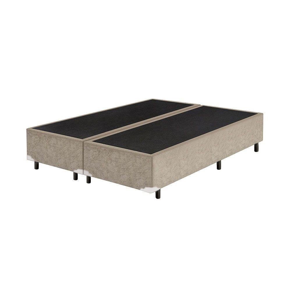 Cama Box Casal Bipartido Suede Bege - 30x138x188