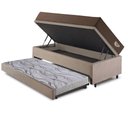 Ver imagem 4 de Bicama Box Baú Solteirão com Suede Bege 96x203 com Colchão Relax Adorabile Molas Ensacadas Ecoflex