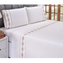 Ver imagem 3 de Jogo Lençol Casal Padrão 100% Algodão 4 Pç Diamante Palha