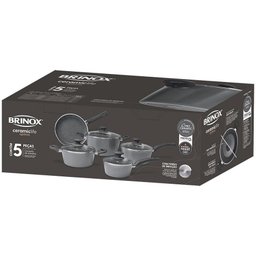 Conjunto Panelas 5Pcs Ceramic Life Optima Indução Stone - Brinox - 7