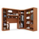 Ver imagem 2 de Guarda-Roupa Modular Solteiro 6 Portas 2 Gavetas com Porta de Correr Gênova Plus Freijó/Off White