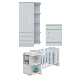 Conjunto Quarto Infantil Completo Chester Cinza Acetinado - 1