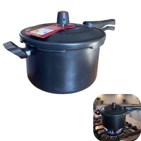 Panela de Pressão 5 L Preta Fechamento Externo Antiaderente