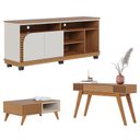 Ver imagem 1 de Rack Bancada Jurerê 1.5 com Mesa de Centro Jeri Freijó Off White Matte e Aparador Riviera Freijó – C