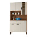 Ver imagem 1 de Armário de Cozinha Compacta 6 Portas e 1 Gaveta 90 Cm Gold Nogueira/off White - Pallazio