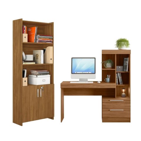 Conjunto para Escritório 2 Peças com Mesa e Armário Freijó Notável Móveis Freijó