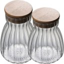 Ver imagem 1 de Kit 2 Pote Hermético de Vidro com Tampa Bambu 700ml e 1litro