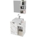 Ver imagem 1 de Kit Gabinete e Espelheira de Banheiro 60 Cm Cuba Romana Mármore Branco