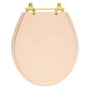 Ver imagem 1 de Tampa de Vaso Ravena Rosa Floral para bacia Deca Com Ferragem Dourada