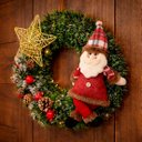 Ver imagem 1 de Guirlanda Natalina Enfeite de Porta Estrela Papai Noel 40cm