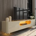 Ver imagem 4 de Rack para TV até 85 Polegadas Bancada 209cm com LED 2 Portas Off White/Madeirado Gelius