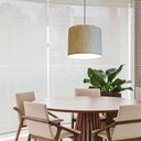 Ver imagem 2 de Luminária Pendente Vivare Free Lux Md-4106 Cúpula em Tecido Rustico-bege da Canopla Canopla Branca