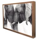 Ver imagem 4 de Quadro Decorativo Elefantes Se Encarando em Moldura Caixa Tacolado Moldura Trad 1cm Madeira Escura C
