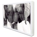 Ver imagem 2 de Quadro Decorativo Elefantes Se Encarando em Moldura Caixa Tacolado Moldura Trad 1cm Madeira Escura C