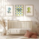 Ver imagem 2 de Kit 3 Quadros Decorativos Infantil - Dino Skate NO2 - 40x60 - Moldura Madeira