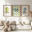 Ver imagem 3 de Kit 3 Quadros Decorativos Infantil - Dino Skate NO2 - 40x60 - Moldura Madeira