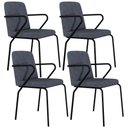 Ver imagem 1 de Kit 04 Cadeiras Estofada para Sala de Jantar com Braço Loft Preto C01 Bouclê Nuvem - Lyam Decor