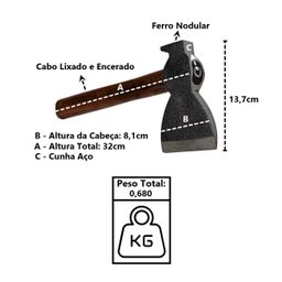 Machadinha Premium com Unha Envernizado Cunha de Aço 32cm Minasul - 4