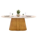 Ver mais imagens de Mesa de Jantar 8 Lugares Orgânica Elipse Tampo com Vidro 218cm Degas D05 Cedro Off White - Lyam