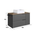 Ver imagem 3 de Gabinete de Banheiro Suspenso 80cm com Cuba e Toalheiro 2 Portas 1 Gaveta Grafite e Mel