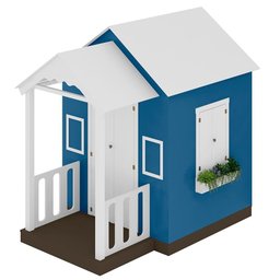 Casinha de Brinquedo Mdf com Varanda Artesanal Branco/azul L12 - Gran Belo Casinha Infantil - 2
