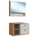 Ver imagem 1 de Gabinete Banheiro 80cm 2 Gavetas e Espelheira Fael Mel/arenas F10 - Mpozenato