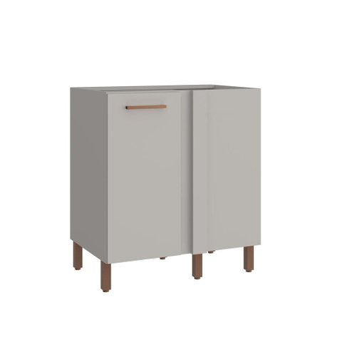 Balcão Canto Reto para Cozinha 87x90 cm Valência Cinza Claro 100% MDF Casamia