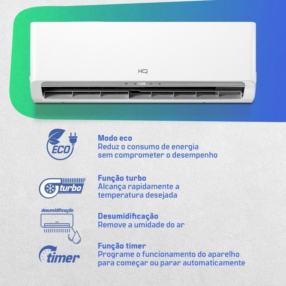 Ar Condicionado Split Hq Hi Wall Inverter 12.000 Btus Frio Monofásico Branco Hq-inv12000fh 220v - 9