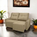 Ver imagem 2 de Sofá Retrátil Reclinável Monaco Veludo Bege Conce - Meu Estofado