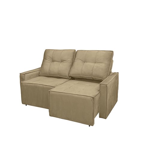 Sofá Retrátil Reclinável Monaco Veludo Bege Conce - Meu Estofado