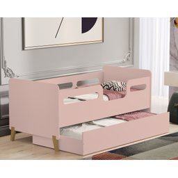Cama Infantil Bicama Cecilia Auxiliar Montessoriana Proteção Lateral para Quarto:rosa - 1