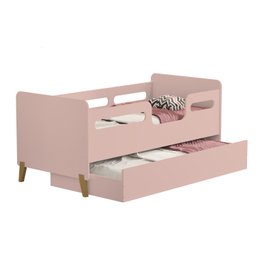 Cama Infantil Bicama Cecilia Auxiliar Montessoriana Proteção Lateral para Quarto:rosa - 2