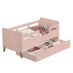 Cama Infantil Bicama Cecilia Auxiliar Montessoriana Proteção Lateral para Quarto:rosa - 5